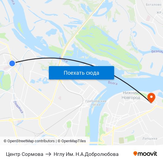 Центр Сормова to Нглу Им. Н.А.Добролюбова map