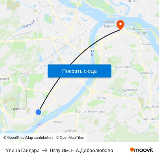 Улица Гайдара to Нглу Им. Н.А.Добролюбова map