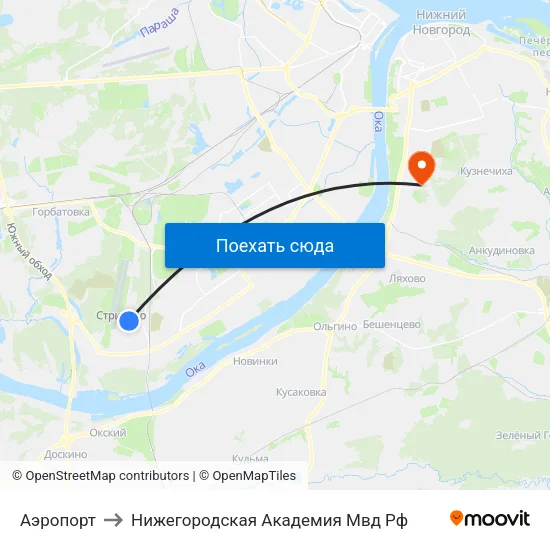 Аэропорт to Нижегородская Академия Мвд Рф map