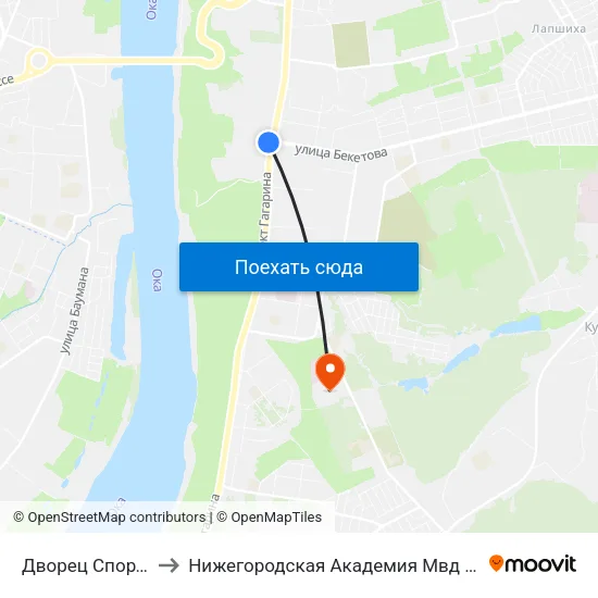 Дворец Спорта to Нижегородская Академия Мвд Рф map