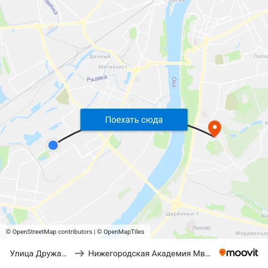 Улица Дружаева to Нижегородская Академия Мвд Рф map