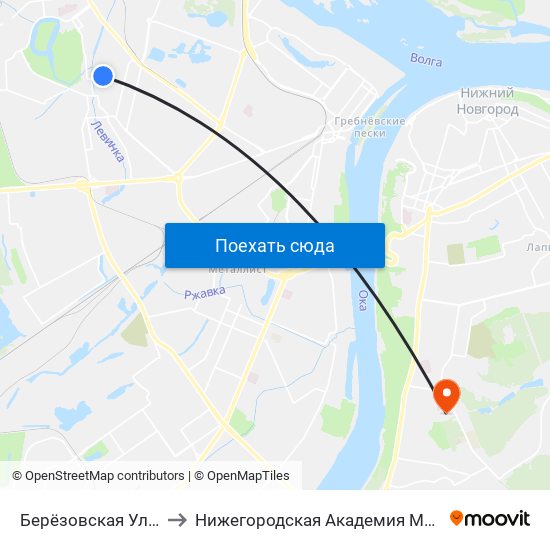 Берёзовская Улица to Нижегородская Академия Мвд Рф map