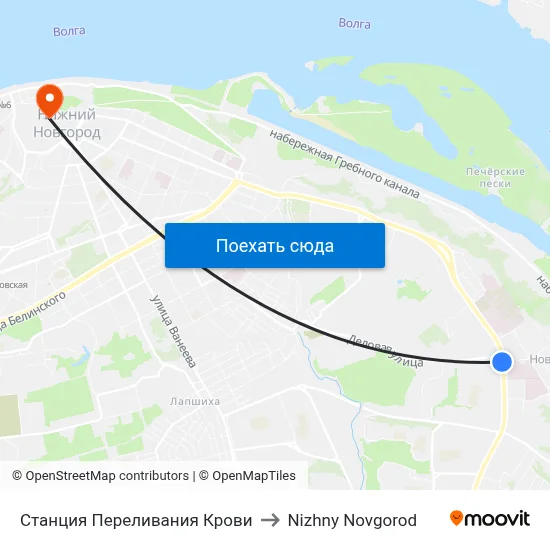Станция Переливания Крови to Nizhny Novgorod map