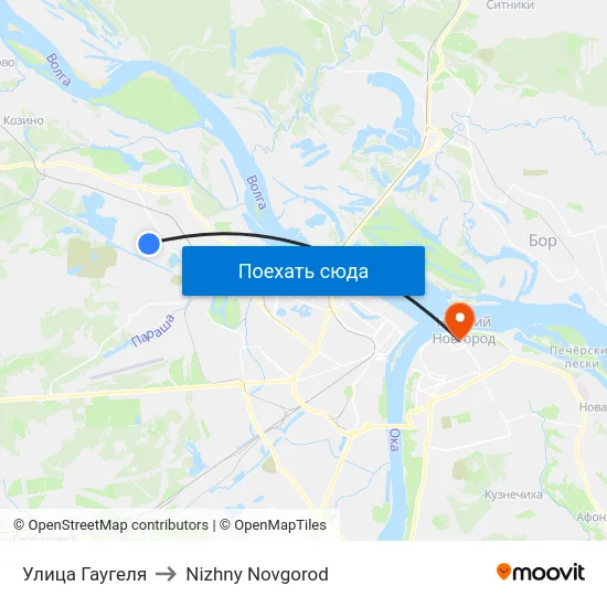 Улица Гаугеля to Nizhny Novgorod map