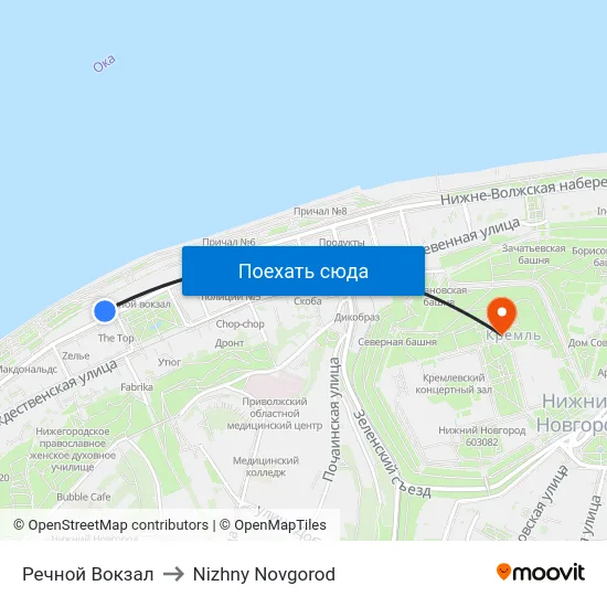 Речной Вокзал to Nizhny Novgorod map