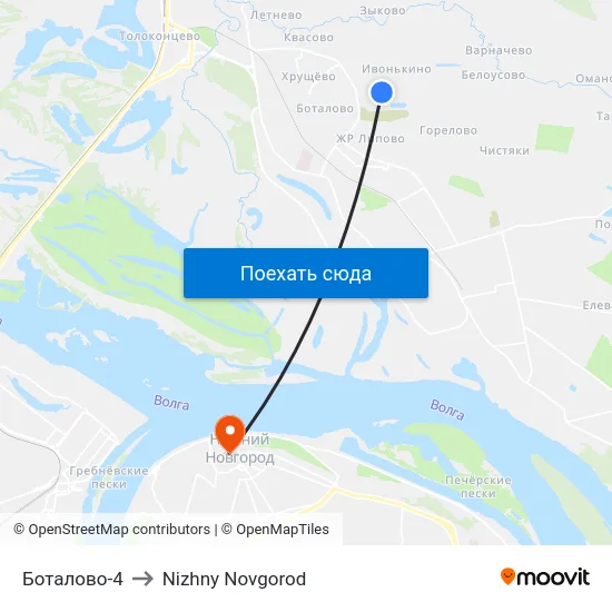 Боталово-4 to Nizhny Novgorod map