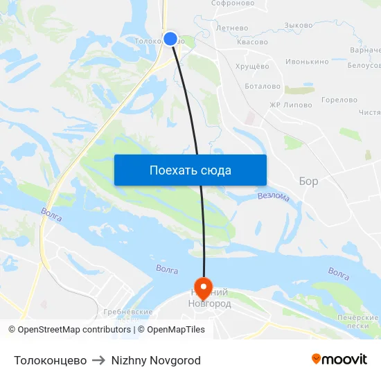 Толоконцево to Nizhny Novgorod map