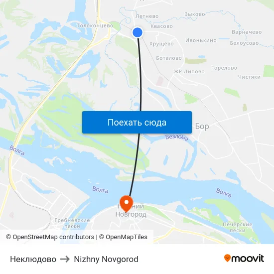 Неклюдово to Nizhny Novgorod map