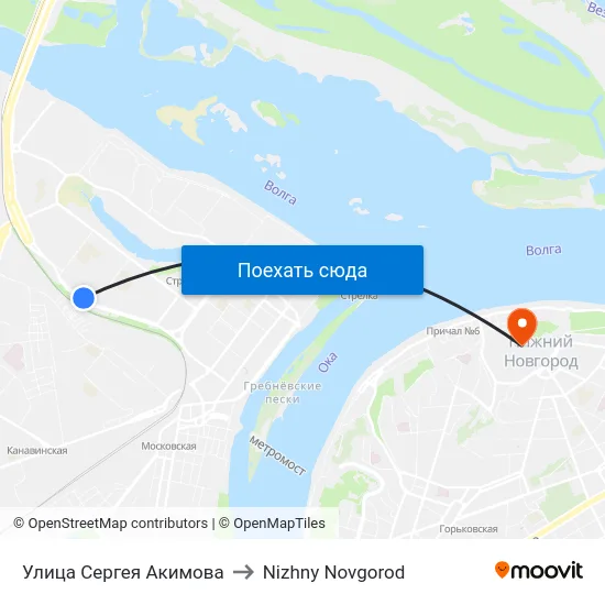 Улица Сергея Акимова to Nizhny Novgorod map