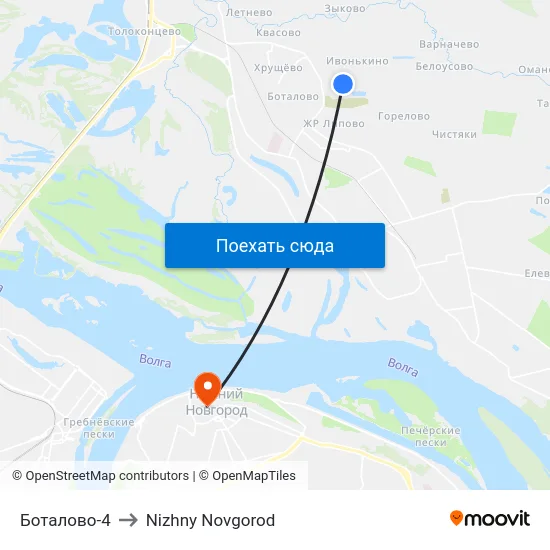 Боталово-4 to Nizhny Novgorod map