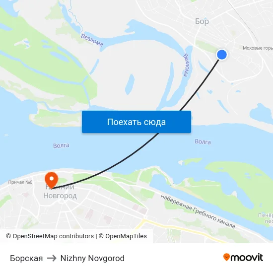 Борская to Nizhny Novgorod map