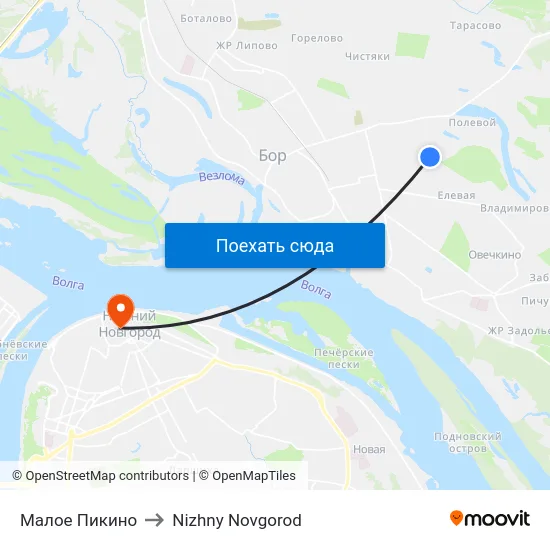 Малое Пикино to Nizhny Novgorod map