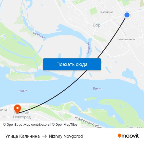 Улица Калинина to Nizhny Novgorod map
