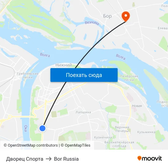 Дворец Спорта to Bor Russia map