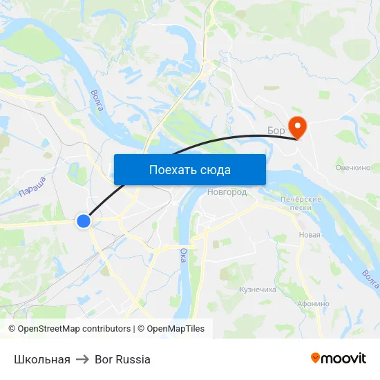 Школьная to Bor Russia map