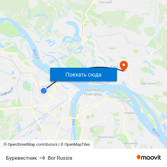 Буревестник to Bor Russia map