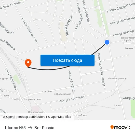 Школа №5 to Bor Russia map