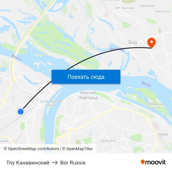 Тпу Канавинский to Bor Russia map