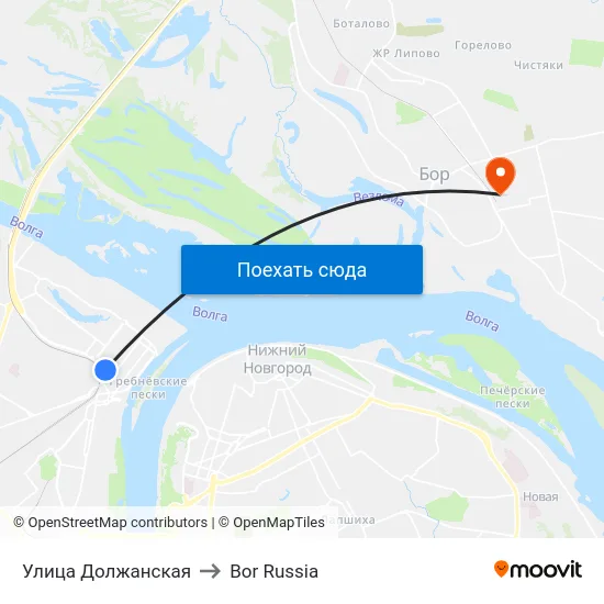 Улица Должанская to Bor Russia map