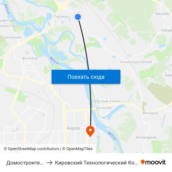 Домостроительный Комбинат to Кировский Технологический Колледж Пищевой Промышленности map