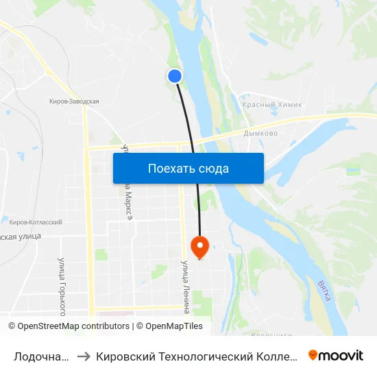 Лодочная Станция to Кировский Технологический Колледж Пищевой Промышленности map