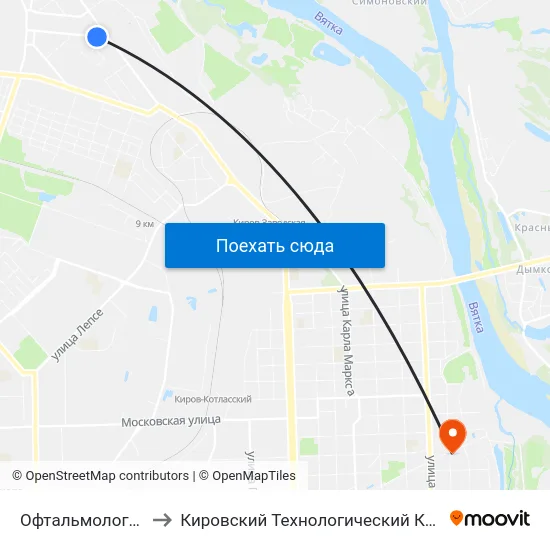 Офтальмологическая Больница to Кировский Технологический Колледж Пищевой Промышленности map