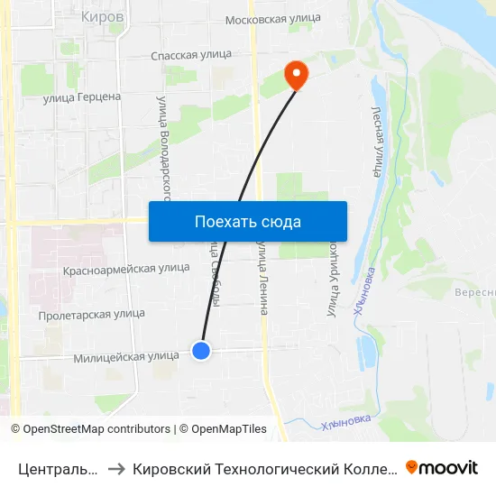 Центральный Рынок to Кировский Технологический Колледж Пищевой Промышленности map
