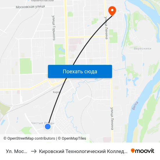 Ул. Мостовицкая to Кировский Технологический Колледж Пищевой Промышленности map