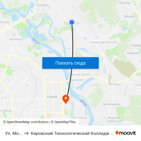 Ул. Мостовая to Кировский Технологический Колледж Пищевой Промышленности map