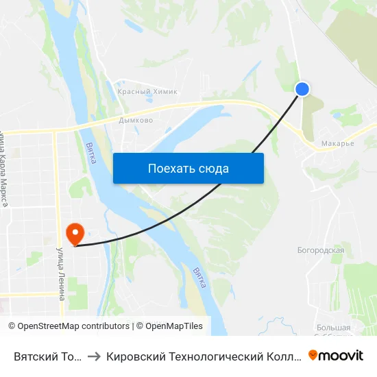 Вятский Торговый Дом to Кировский Технологический Колледж Пищевой Промышленности map