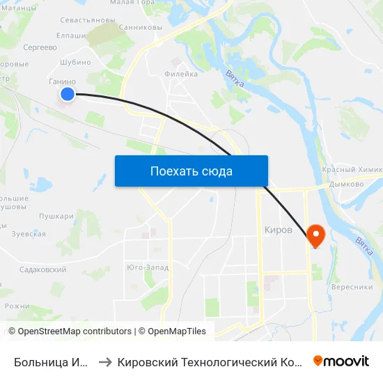 Больница Имени Бехтерева to Кировский Технологический Колледж Пищевой Промышленности map