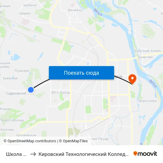 Школа (Садаки) to Кировский Технологический Колледж Пищевой Промышленности map
