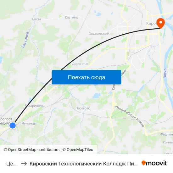 Цепели to Кировский Технологический Колледж Пищевой Промышленности map