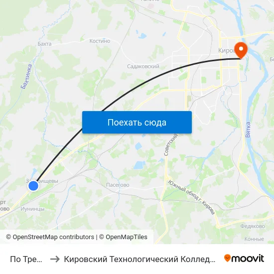 По Требованию to Кировский Технологический Колледж Пищевой Промышленности map