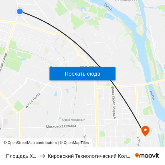 Площадь Хх Партсъезда to Кировский Технологический Колледж Пищевой Промышленности map