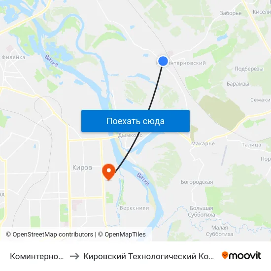 Коминтерновская Площадь to Кировский Технологический Колледж Пищевой Промышленности map