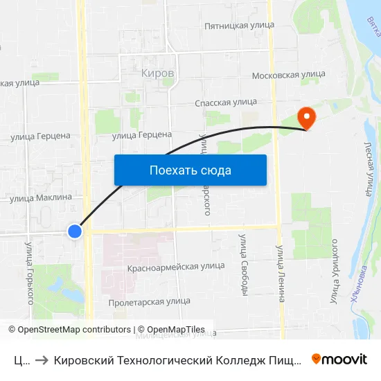 Цум to Кировский Технологический Колледж Пищевой Промышленности map