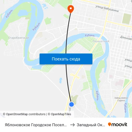 Яблоновское Городское Поселение to Западный Округ map