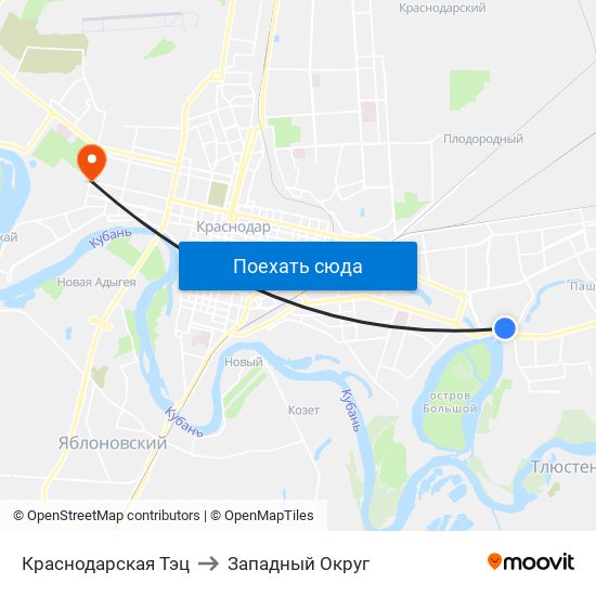 Краснодарская Тэц to Западный Округ map