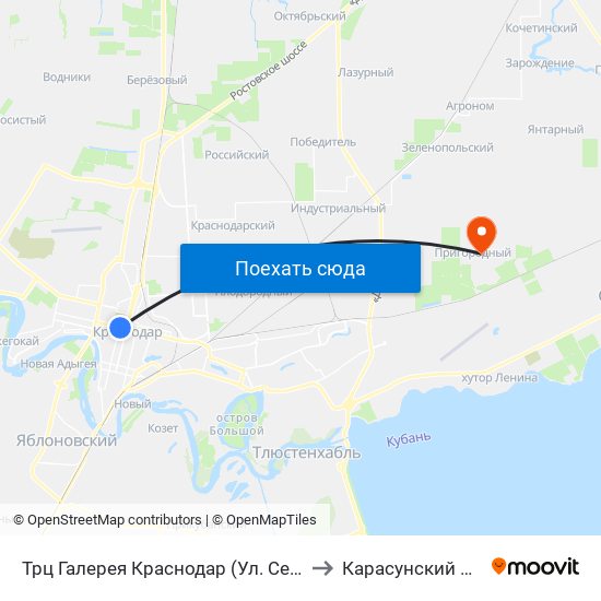 Трц Галерея Краснодар (Ул. Северная) to Карасунский Округ map