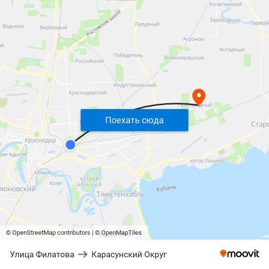 Улица Филатова to Карасунский Округ map