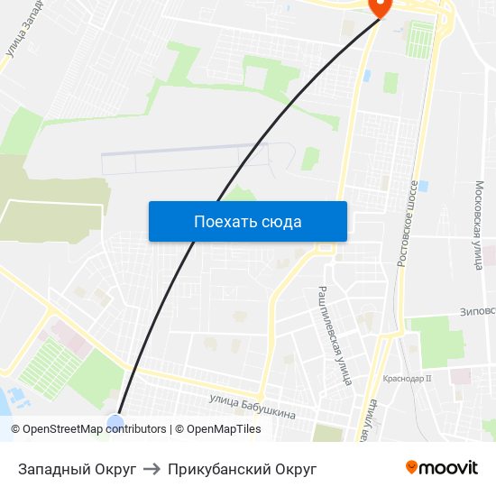 Западный Округ to Прикубанский Округ map