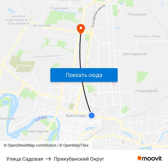 Улица Садовая to Прикубанский Округ map