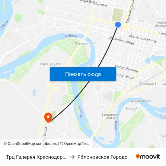 Трц Галерея Краснодар (Ул. Северная) to Яблоновское Городское Поселение map