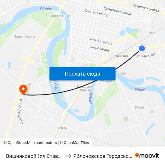Вишняковой (Ул Ставропольская) to Яблоновское Городское Поселение map