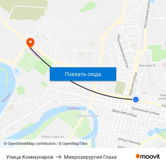 Улица Коммунаров to Микрохирургия Глаза map