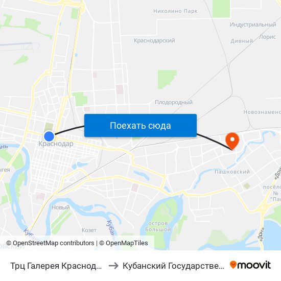 Трц Галерея Краснодар (Ул. Северная) to Кубанский Государственный Университет map