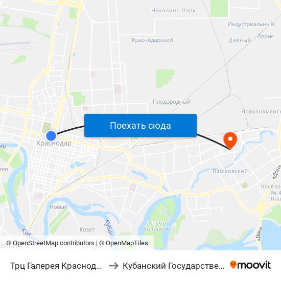 Трц Галерея Краснодар (Ул. Северная) to Кубанский Государственный Университет map