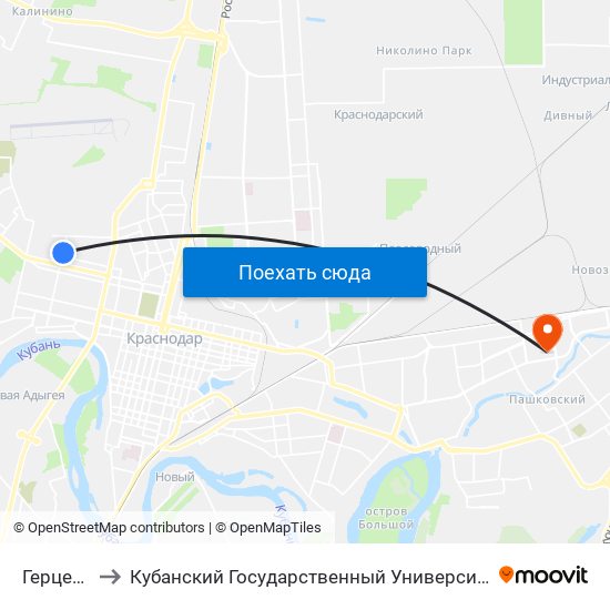 Герцена to Кубанский Государственный Университет map