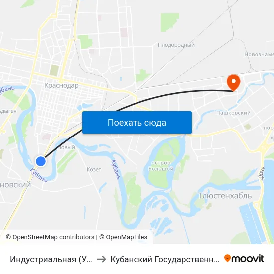 Индустриальная (Ул. Захарова) to Кубанский Государственный Университет map